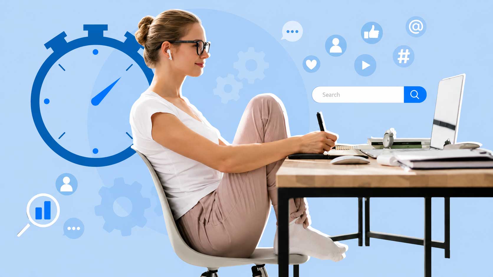 Business professionals collaborating in a modern office supported by AI-powered managed workplace technology.