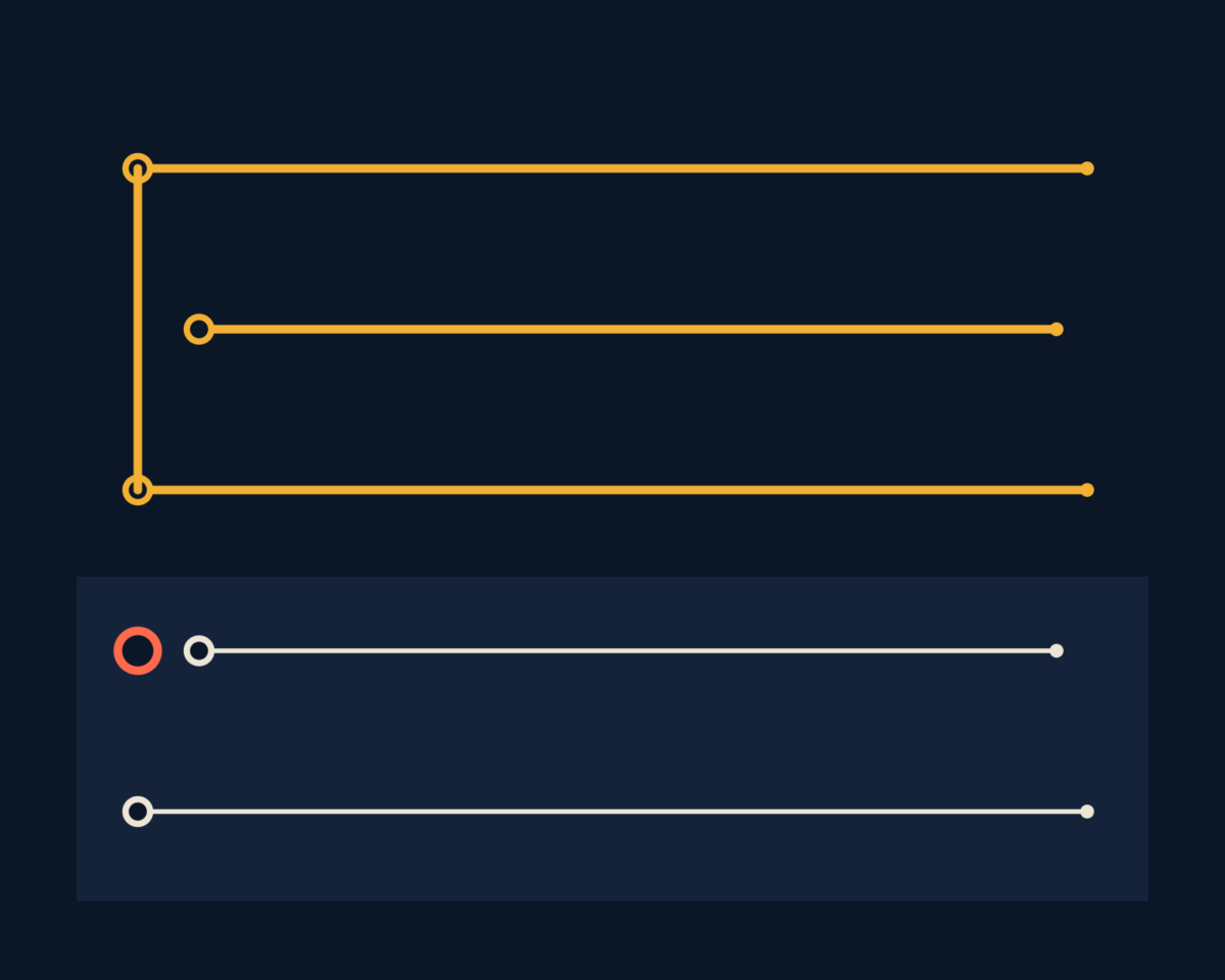 Line illustration of the layers of an architecture, with the one that cannot carry the plan, drawn as stacked lines, one layer failing.