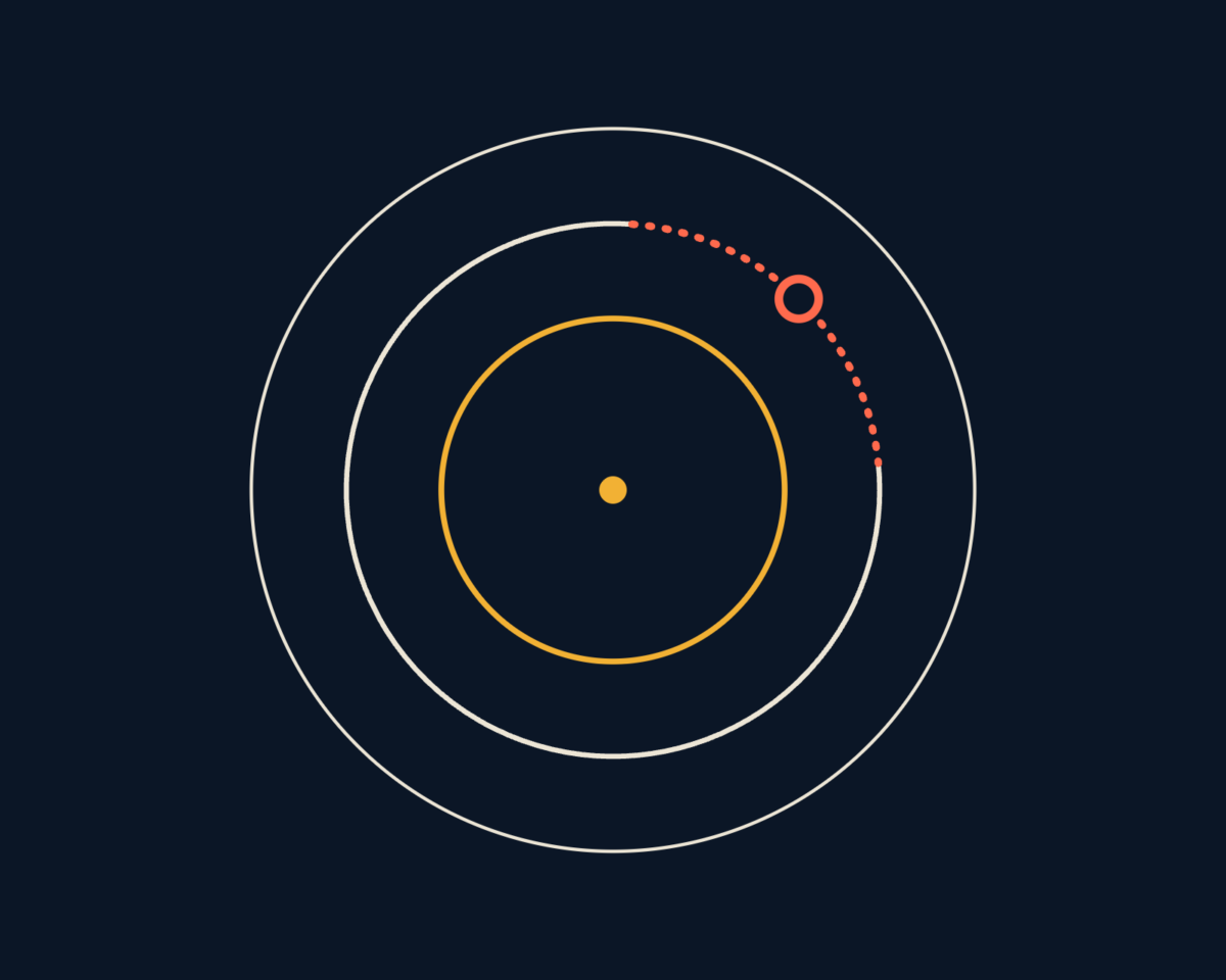 Line illustration of accountability rings around an AI system, with a gap where no one is responsible, drawn as concentric circles, one open.