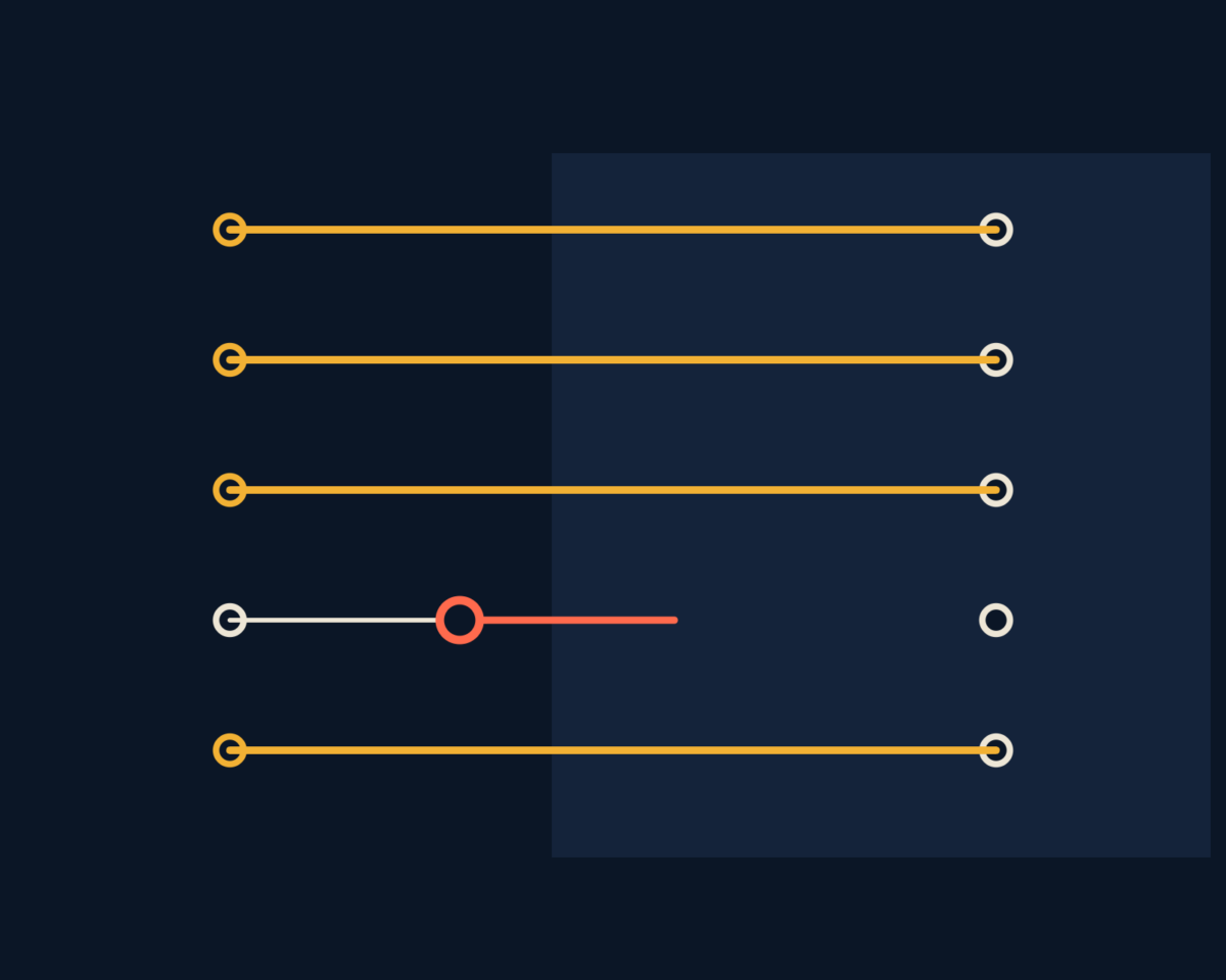 Line illustration of candidates compared against criteria fixed first, with one that cannot be matched, drawn as two columns, one line short.